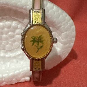 Tropical Palm Tree Watch with Clasp Japan MOYT F61738-7 9377